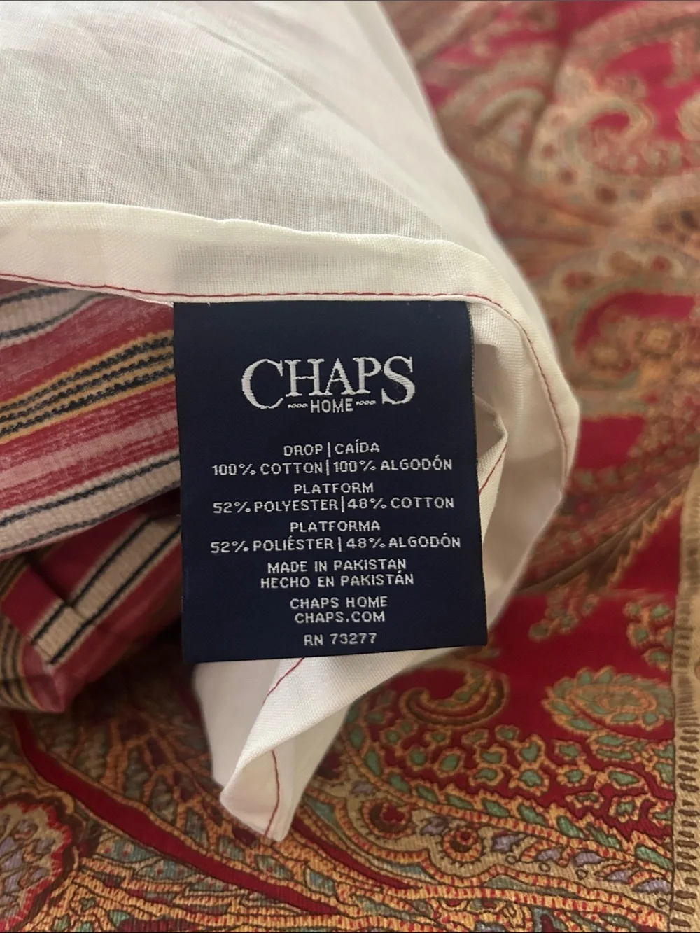 CHAPS Juliette 4 piece QUEEN COMFORTER SET Red Paisley